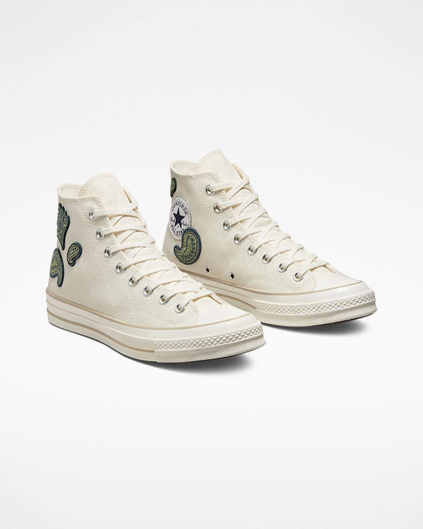 Women's Converse Chuck 70 Crafted Patches High Top Shoes Beige / Navy / Green | AU 8E0C4J